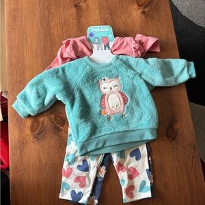 💥Buy 2 Get 1 Free💥  Kids Owl Matching Set - Teal and Pink
